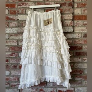 Magnolia Pearl Ruffle Skirt White Linen